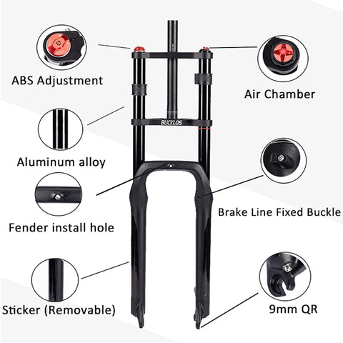 Suspension Fork 20'' Air Fork 140Mm Single/Double Shoulder MTB Fork 20 Inch Snow Electric Suspension Fat Fork Bike Part