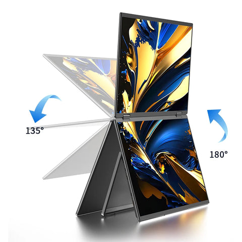 16 Inch 2.5K Dual Screen Portable Monitor Laptop Foldable Extender 2560X1600P 60Hz USB-C HDMI Port for Gaming & Mac, Win