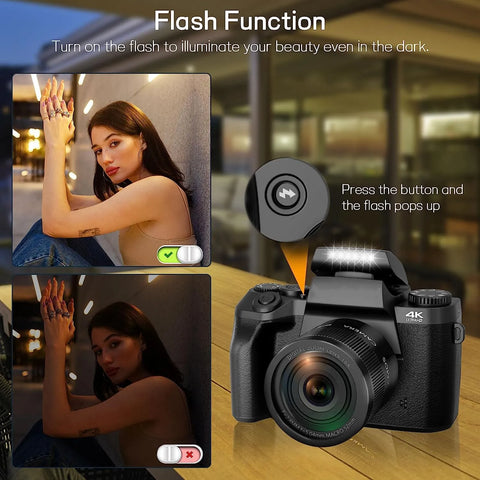 64MP Digital Photo Camera SLR DSLR for Photography Auto Focus 4K 60FPS Vlog Camcorder 16X Zoom Camera Youtube Livestream Webcam