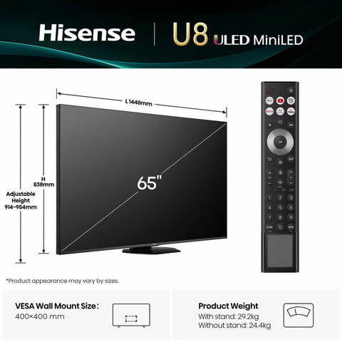 65U8QTUK 65 Inch Mini LED HD Smart TV