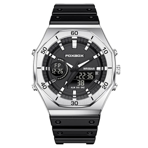 New Dual Display Watches for Men Casual Sports Chronograph Quartz Big Dial Wrist Watch Silicone Waterproof Digital Clock