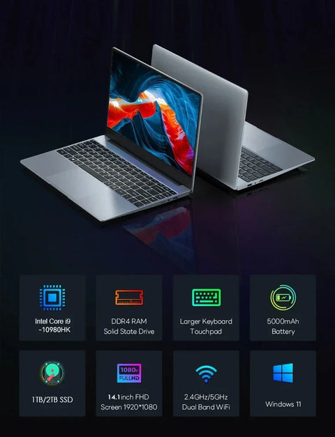 NEW Intel Core I9-10980Hk Laptop 16GB RAM 2TB SSD Portable Laptops 1920*1080 Intel I9 Notebook Computer 14.1-Inch Office Laptop
