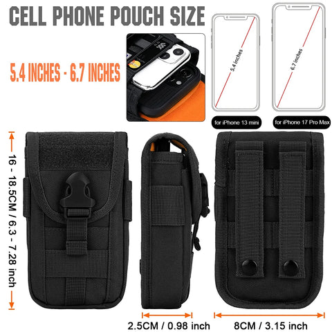 Tactical MOLLE Phone Pouch & Card Holder EDC Utility Waist Bag Smartphone Holster with Gadget Organizer