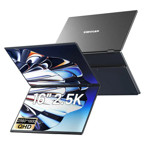 16 Inch 2.5K Dual Screen Portable Monitor Laptop Foldable Extender 2560X1600P 60Hz USB-C HDMI Port for Gaming & Mac, Win