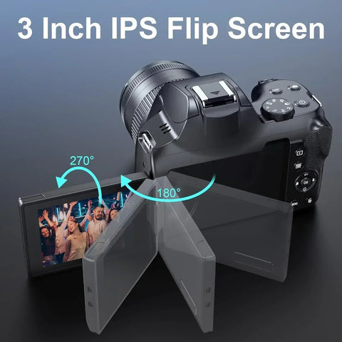 4K HD Digital Camera for Photography 12X Optical Zoom Vlogging Camera for Youtube 72MP Wifi Auto Focus Livestream Video Cameras