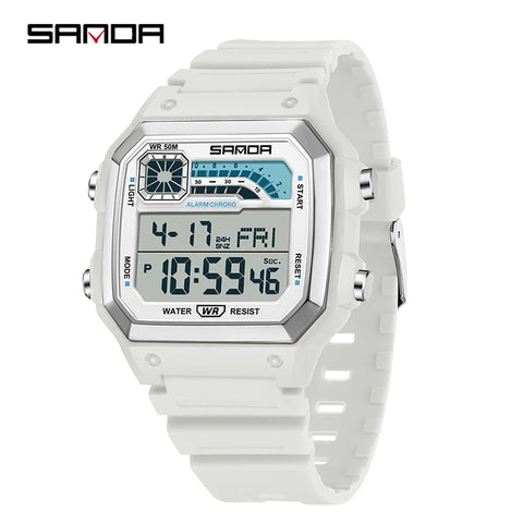 Men'S Watch Lightweight Square Outdoor Sports Electronics Wristwatch Waterproof Alarm Clock LED Digital Watches Relojes