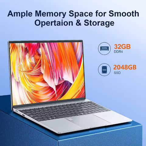 LENO 15.6" Portable Laptop Intel N5095 32GB DDR4 2TB SSD Windows11 Notebook Pc