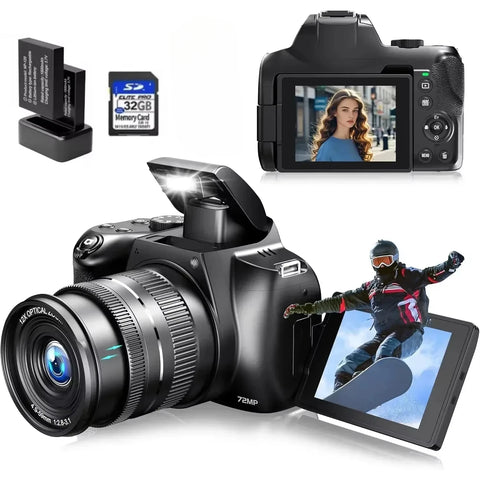 4K HD Digital Camera for Photography 12X Optical Zoom Vlogging Camera for Youtube 72MP Wifi Auto Focus Livestream Video Cameras