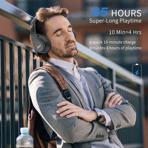 Uliptz Wireless Headphones over Ear，65 Hrs Playtime Bluetooth Headphones，6 EQ Mo