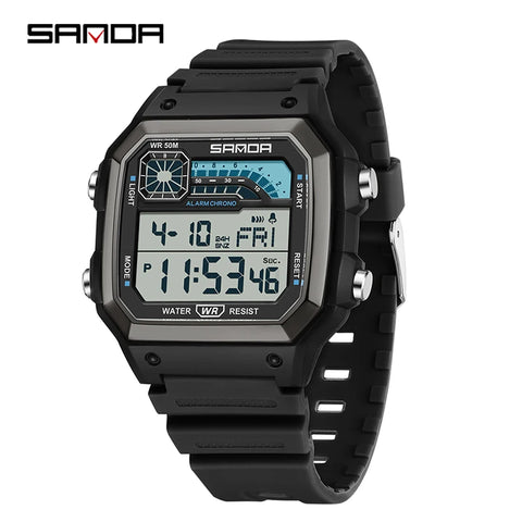 Men'S Watch Lightweight Square Outdoor Sports Electronics Wristwatch Waterproof Alarm Clock LED Digital Watches Relojes