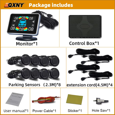 Parktronic 8 Parking Sensor Car Automobile Reversing Backup Radar Electronics Rear Auto Detector Backing Assistance Kit Buzzer