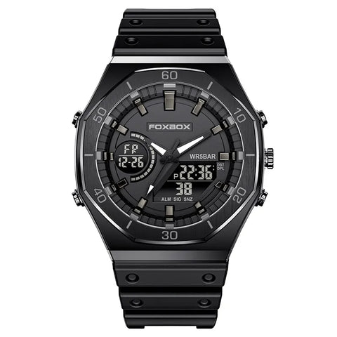 New Dual Display Watches for Men Casual Sports Chronograph Quartz Big Dial Wrist Watch Silicone Waterproof Digital Clock