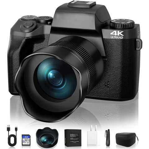 64MP Digital Photo Camera SLR DSLR for Photography Auto Focus 4K 60FPS Vlog Camcorder 16X Zoom Camera Youtube Livestream Webcam