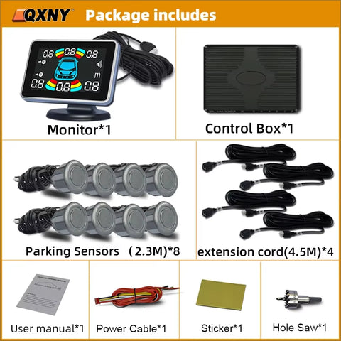 Parktronic 8 Parking Sensor Car Automobile Reversing Backup Radar Electronics Rear Auto Detector Backing Assistance Kit Buzzer