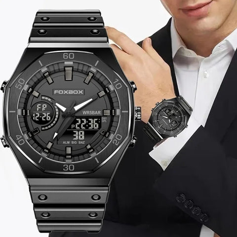 New Dual Display Watches for Men Casual Sports Chronograph Quartz Big Dial Wrist Watch Silicone Waterproof Digital Clock