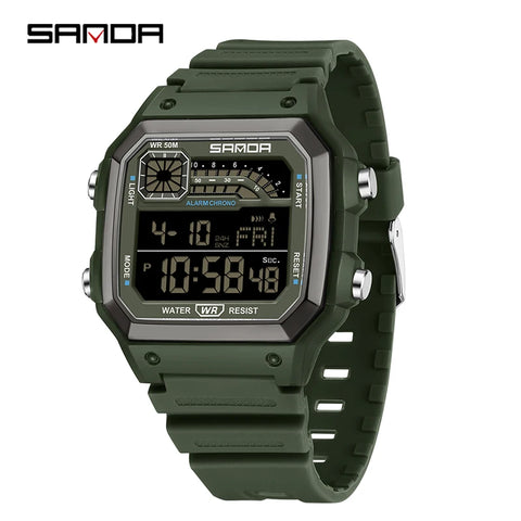 Men'S Watch Lightweight Square Outdoor Sports Electronics Wristwatch Waterproof Alarm Clock LED Digital Watches Relojes