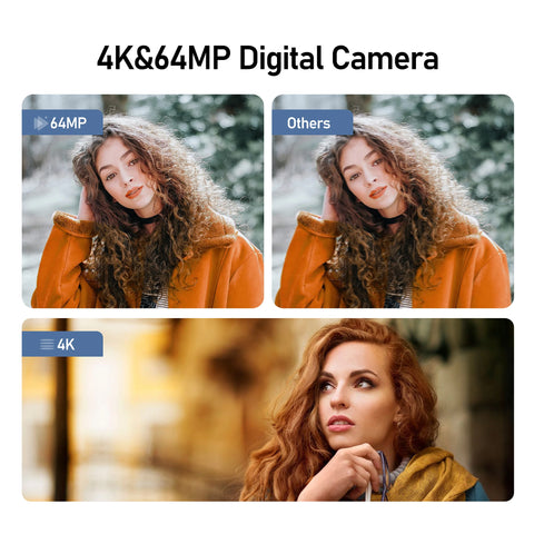 64MP Digital Photo Camera SLR DSLR for Photography Auto Focus 4K 60FPS Vlog Camcorder 16X Zoom Camera Youtube Livestream Webcam