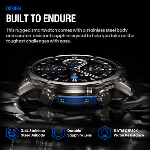 NEW 2025  VIBE 8 Voice Calling 1.43" AMOLED Display Smart Watch Built-In Flashlight Heart Rate Blood Pressure Smart Watch