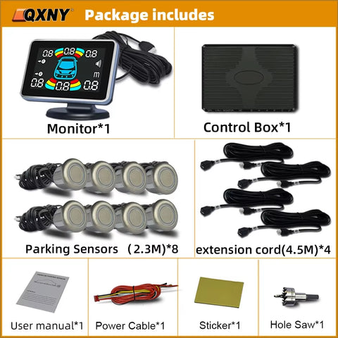 Parktronic 8 Parking Sensor Car Automobile Reversing Backup Radar Electronics Rear Auto Detector Backing Assistance Kit Buzzer