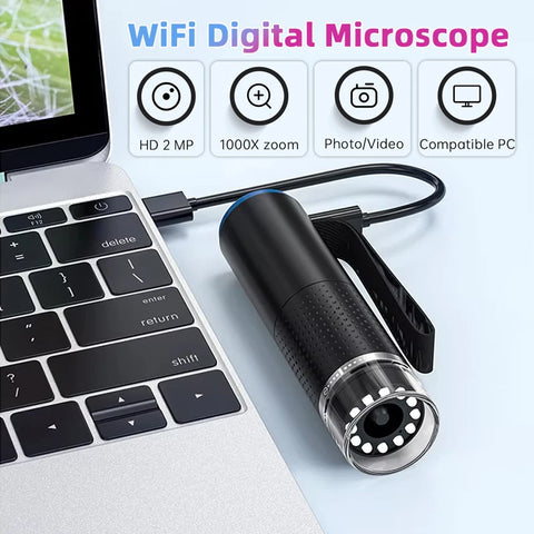 50X-1000X Wifi Digital Microscope Portable 200W Pixel Typc-C Charging LED Adjustable HD Magnifier for Repair Electronics Jewelry