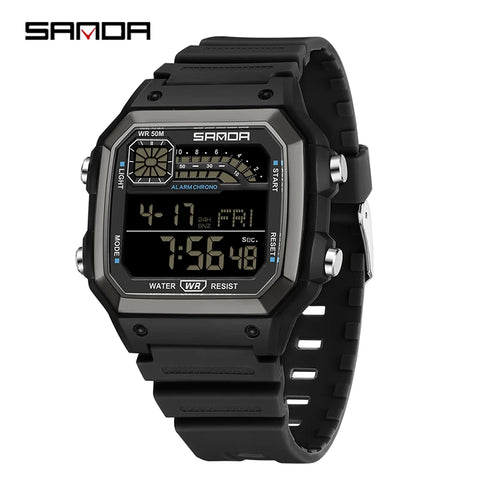 Men'S Watch Lightweight Square Outdoor Sports Electronics Wristwatch Waterproof Alarm Clock LED Digital Watches Relojes