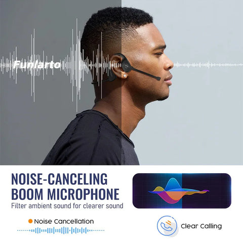Bluetooth Headset Open Ear, Bluetooth Headphones with Microphone,Bluetooth 5.3 Wireless Headset with Boom Mic for Work Call