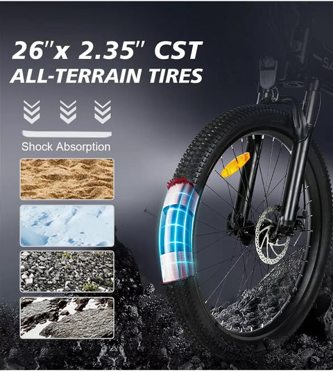 Samebike LO26 48V 14A Electric Bike 26'' E-Mountainbike 21-Speed Adults E-Bike