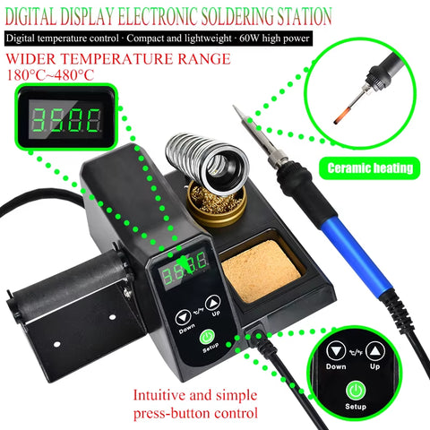 60W Digital Display Soldering Station Kit - Welding Iron Tool Kit for Precision Electronics Repair and Crafting