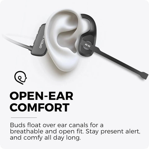 Bluetooth Headset Open Ear, Bluetooth Headphones with Microphone,Bluetooth 5.3 Wireless Headset with Boom Mic for Work Call