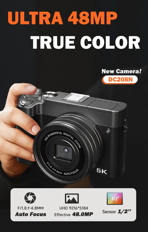SONIDA 2025 ISO 6400 High-Resolution 3.6 Inch 5K Digital Camera Zoom Lens 4K Video HD Features High Quality Wifi 5K Photography
