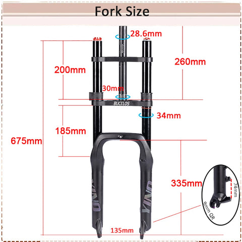 Suspension Fork 20'' Air Fork 140Mm Single/Double Shoulder MTB Fork 20 Inch Snow Electric Suspension Fat Fork Bike Part