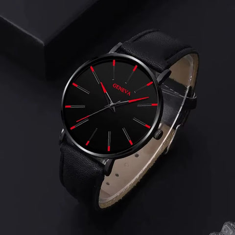 3Pcs Set Fashion Mens Watches Luxury Casual Leather Quartz Wristwatch Men Business Sports Wrist Watch Bracelet Necklace Set