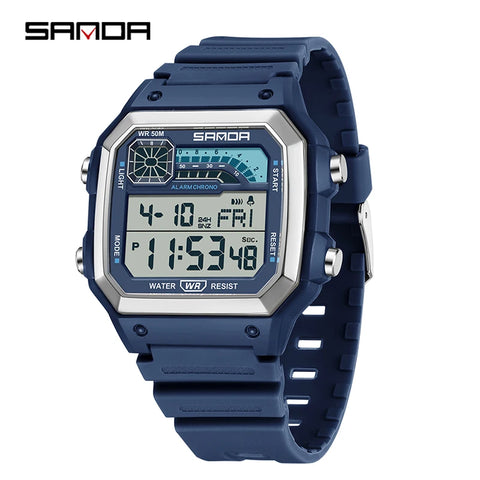 Men'S Watch Lightweight Square Outdoor Sports Electronics Wristwatch Waterproof Alarm Clock LED Digital Watches Relojes