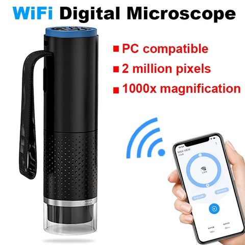 50X-1000X Wifi Digital Microscope Portable 200W Pixel Typc-C Charging LED Adjustable HD Magnifier for Repair Electronics Jewelry
