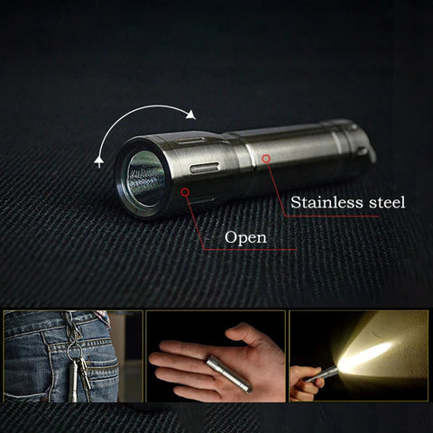 Titanium Mini Flashlight Rechargeable Small LED Portable Keychain Small Flashlight Portable EDC Gadget with Magnetic Force