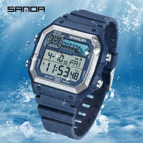Men'S Watch Lightweight Square Outdoor Sports Electronics Wristwatch Waterproof Alarm Clock LED Digital Watches Relojes