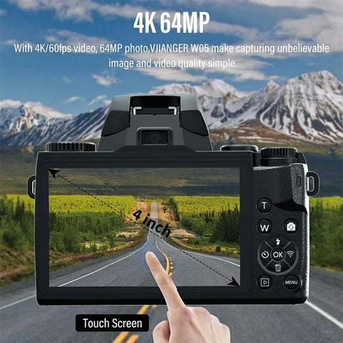 64MP Digital Photo Camera SLR DSLR for Photography Auto Focus 4K 60FPS Vlog Camcorder 16X Zoom Camera Youtube Livestream Webcam