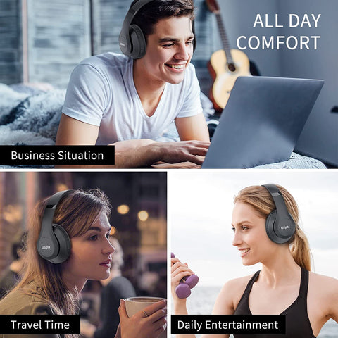 Uliptz Wireless Headphones over Ear，65 Hrs Playtime Bluetooth Headphones，6 EQ Mo