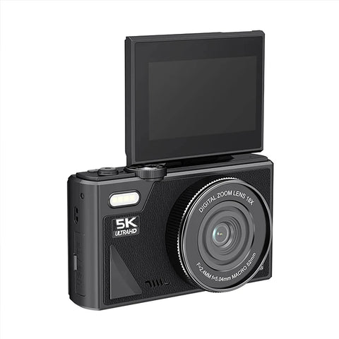 5K Compact Digital Photography Camera 18X Digital Zoom Vintage Vlog Video Recorder Youtube 64MP 3'' 180° Flip Screen Cameras