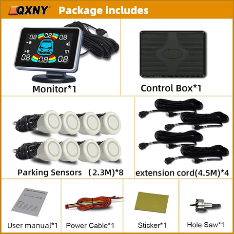 Parktronic 8 Parking Sensor Car Automobile Reversing Backup Radar Electronics Rear Auto Detector Backing Assistance Kit Buzzer
