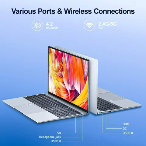 Portable 15.6" Laptop 32GB Ram DDR4 2TB SSD Windows 11 Notebook Pc Gamer Intel