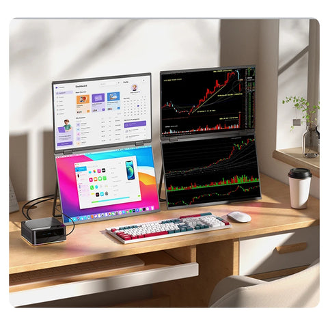 16 Inch 2.5K Dual Screen Portable Monitor Laptop Foldable Extender 2560X1600P 60Hz USB-C HDMI Port for Gaming & Mac, Win