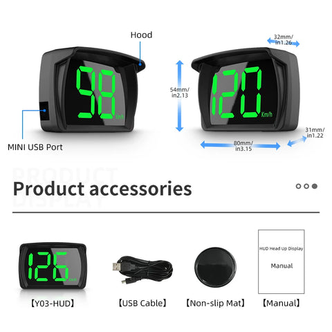 Digital Speedometer Head up Display Big Font Speed Real Time Display GPS Kmh HUD for All Cars Car Electronics Accessories