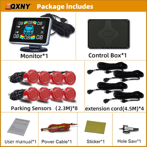Parktronic 8 Parking Sensor Car Automobile Reversing Backup Radar Electronics Rear Auto Detector Backing Assistance Kit Buzzer