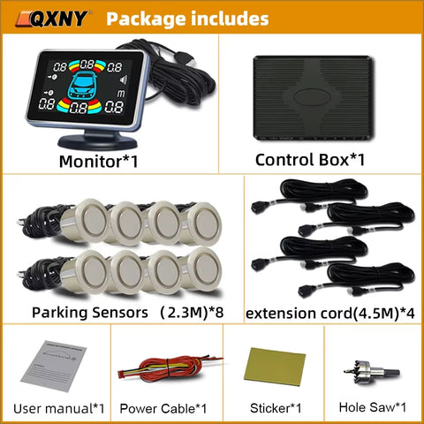 Parktronic 8 Parking Sensor Car Automobile Reversing Backup Radar Electronics Rear Auto Detector Backing Assistance Kit Buzzer