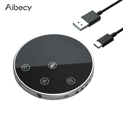 Aibecy Desktop USB Conference Speakerphone Microphone 360 Omnidirectional Condenser Plug & Play PC Computer Mic with Speaker