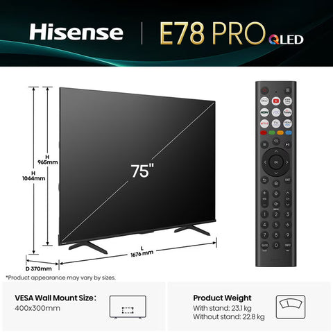 75E78QTUK PRO 75 Inch QLED HD Smart TV