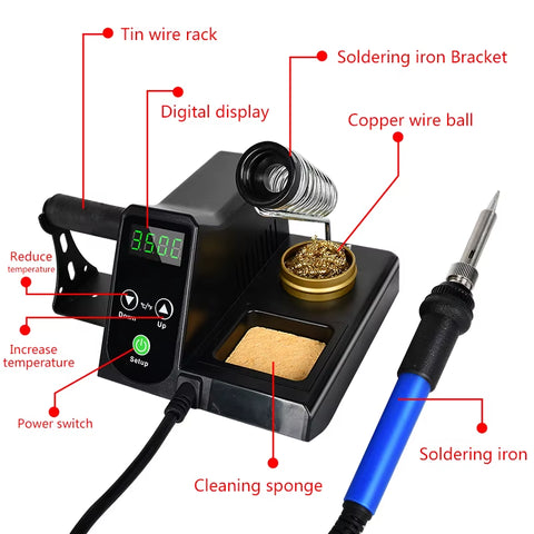 60W Digital Display Soldering Station Kit - Welding Iron Tool Kit for Precision Electronics Repair and Crafting