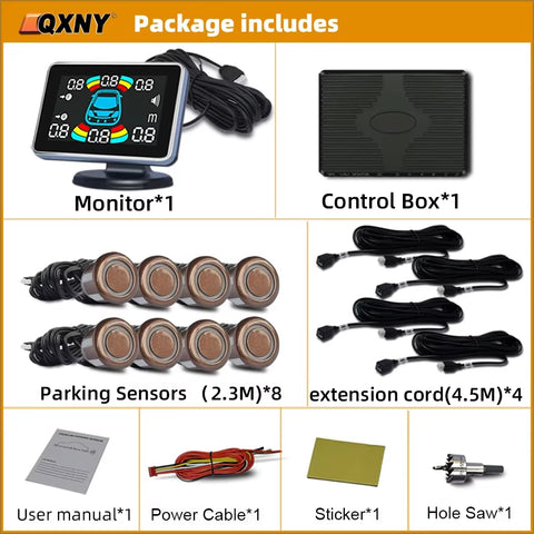 Parktronic 8 Parking Sensor Car Automobile Reversing Backup Radar Electronics Rear Auto Detector Backing Assistance Kit Buzzer