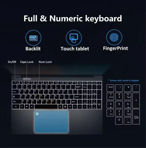 Portable 15.6" Laptop 32GB Ram DDR4 2TB SSD Windows 11 Notebook Pc Gamer Intel